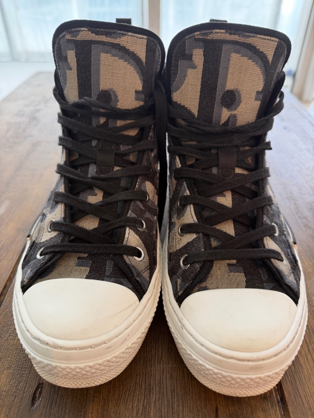 Dior B23 High-Top Logo Lace-Up Sneakers Black Brown Men's Casual